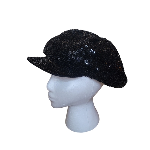 80's Black Sequin‎ Cap - Picture 3 of 5